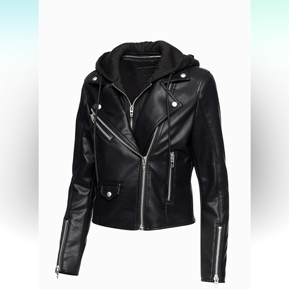 Blank NYC Jackets & Blazers - BLANKNYC Leather Moto Jacket w/ Removable Hood •Woman’s size XS